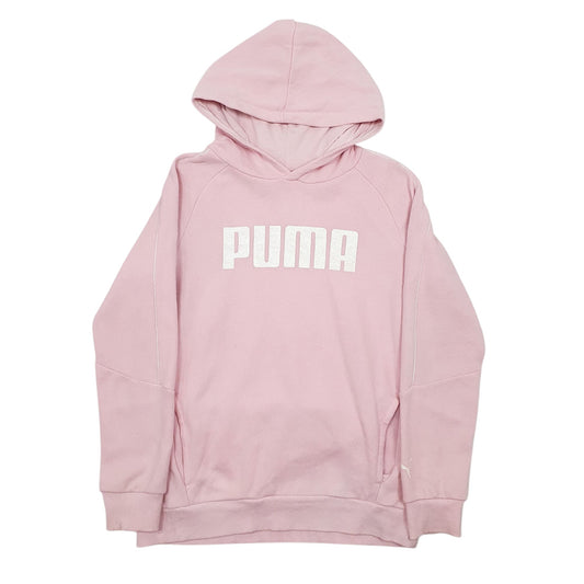 Womens Pink Puma Spellout Hoodie Jumper