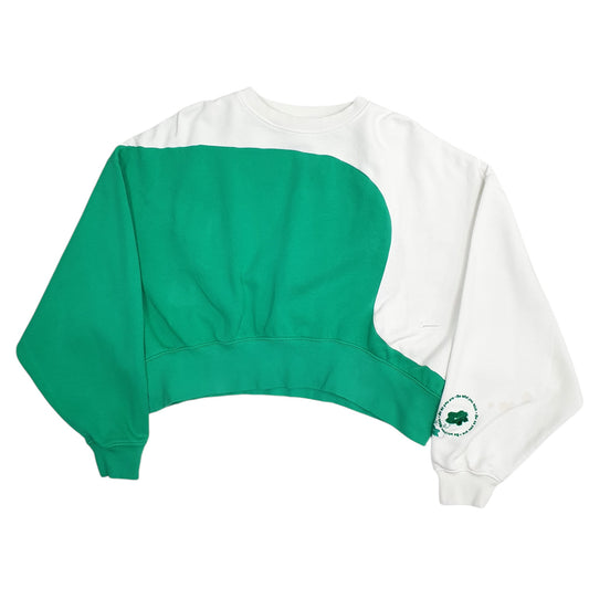 Womens Green Nike Reworked Crop Top Baggy Loose Crewneck Jumper