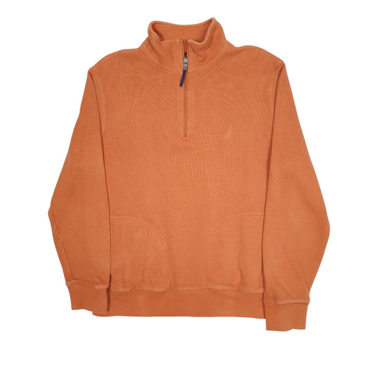 Mens Orange Nautica Quarter Zip Jumper