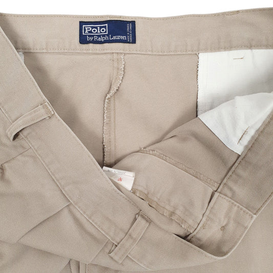 Mens Beige Polo Ralph Lauren Vintage 90s Pleated Trousers