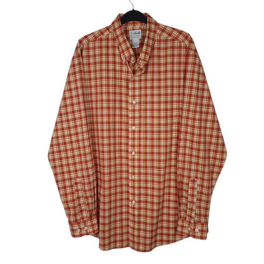 Mens Orange L.L.Bean Long Sleeve Shirt