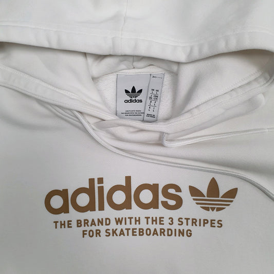 Mens White Adidas Skateboarding Hoodie Jumper