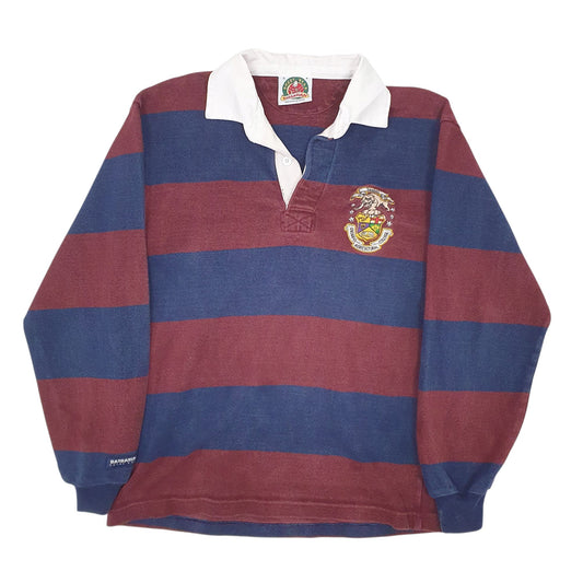 Mens Burgundy Barbarian Rugby Long Sleeve Polo Shirt