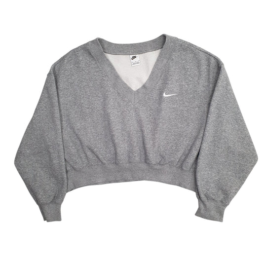 Womens Grey Nike Loose Fit Baggy V Neck Jumper