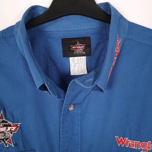 Mens Blue Wrangler PBR Bull Riders Rodeo Shirt