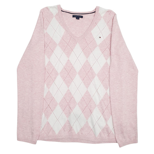 Womens Pink Tommy Hilfiger V Neck Jumper