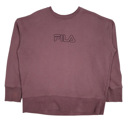 Mens Burgundy Fila Spellout Crewneck Jumper