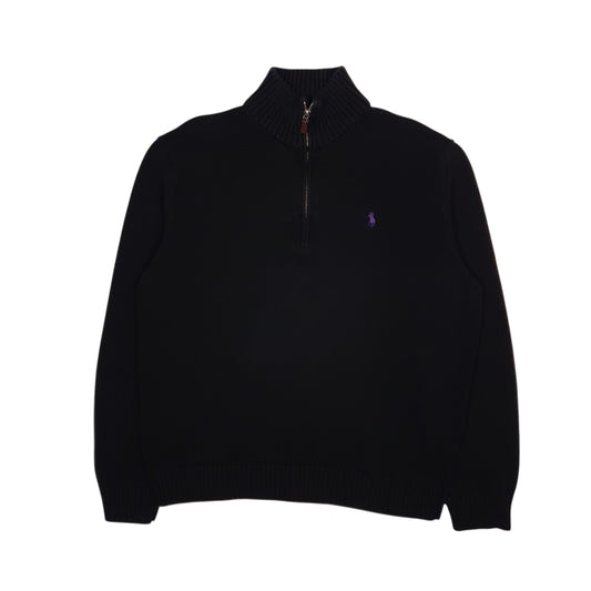 Mens Black Polo Ralph Lauren Quarter Zip Jumper