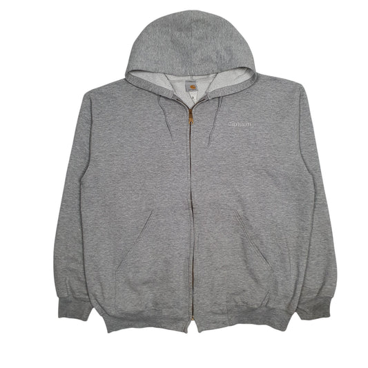 Mens Grey Carhartt K122 Vintage 00s Hoodie Full Zip Jumper