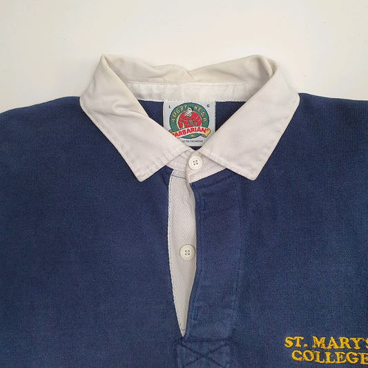 Mens Navy Barbarian Rugby St Mary's College Hoodie Polo Shirt