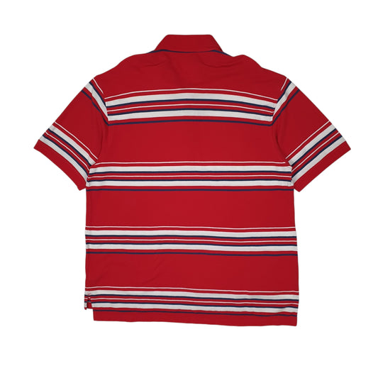 Mens Red Tommy Hilfiger Hoodie Polo Shirt
