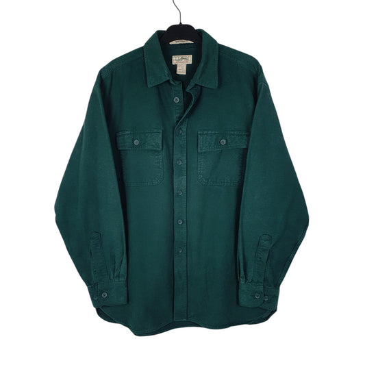 Mens Green L.L.Bean Thick Chamois Long Sleeve Shirt