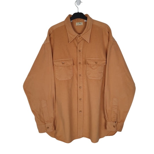Mens Orange L.L.Bean Vintage 90s Made In USA Thick Chamois Long Sleeve Shirt