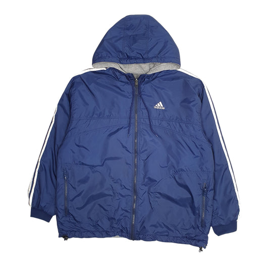 Mens Navy Adidas Vintage 90s Reversible Hoodie Coat