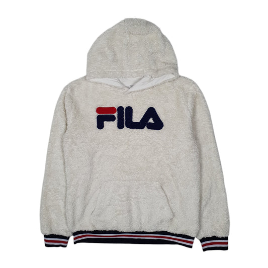 Womens Cream Fila Fluffy Sherpa Hoodie Jumper