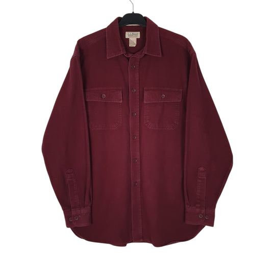 Mens Burgundy L.L.Bean Thick Chamois Long Sleeve Shirt