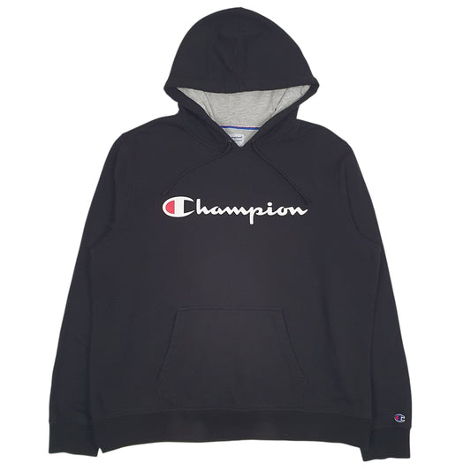 Mens Black Champion Spellout Hoodie Jumper