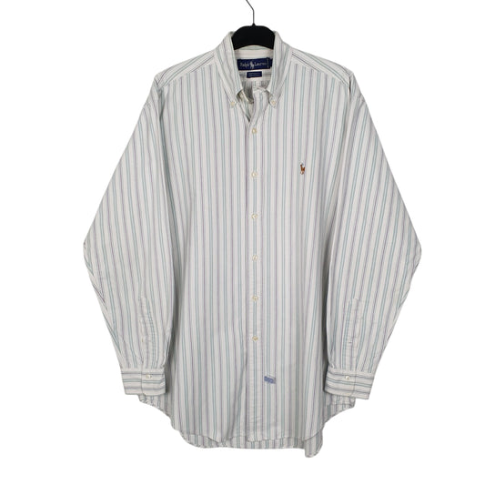 Mens White Ralph Lauren Vintage 90s Long Sleeve Shirt