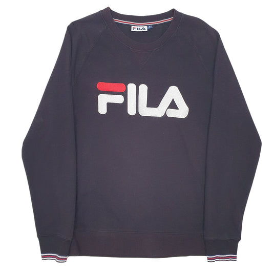Mens Black Fila Spellout Crewneck Jumper