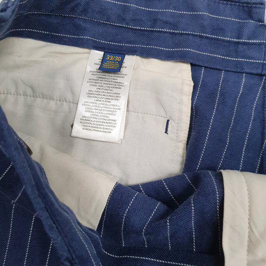 Mens Navy Polo Ralph Lauren Pinstripe Trousers