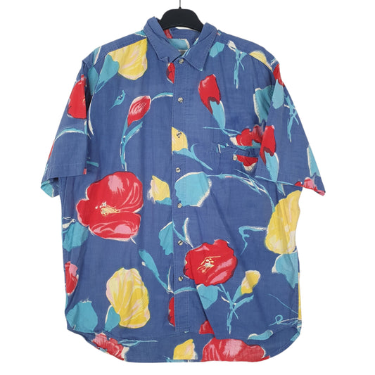 Mens Blue Sears Hawaiian Short Sleeve Shirt