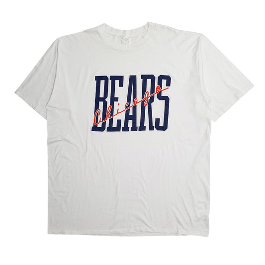 Mens White Artex Single Stitch Vintage 90s Chicago Bears NFL Short Sleeve T Shirt