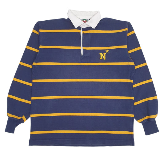 Mens Navy Barbarian Long Sleeve Polo Shirt