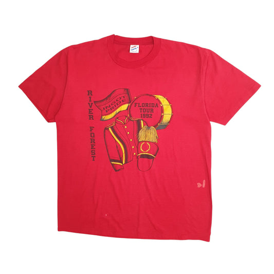 Mens Red Jerzees Single Stitch Vintage 90s Florida Short Sleeve T Shirt