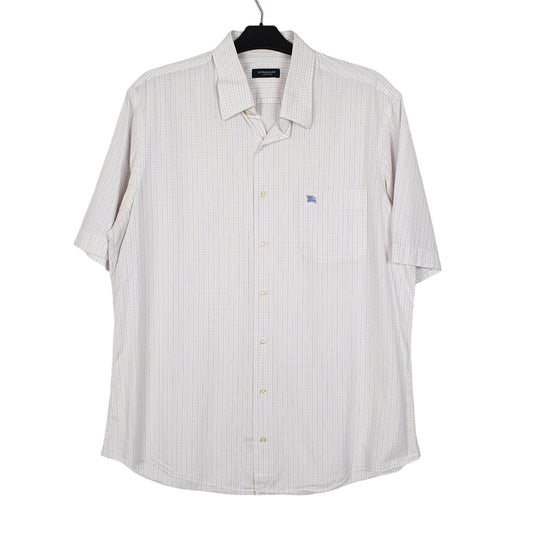Mens White Burberry Short Sleeve Shirt