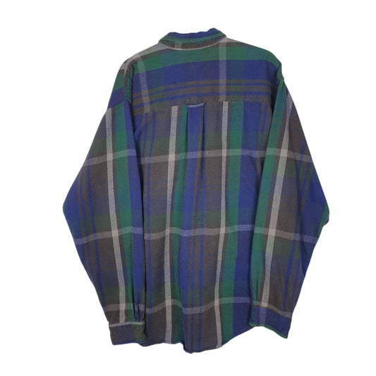 Mens Navy Eddie Bauer McKinley Flannel Vintage 1980s Shirt