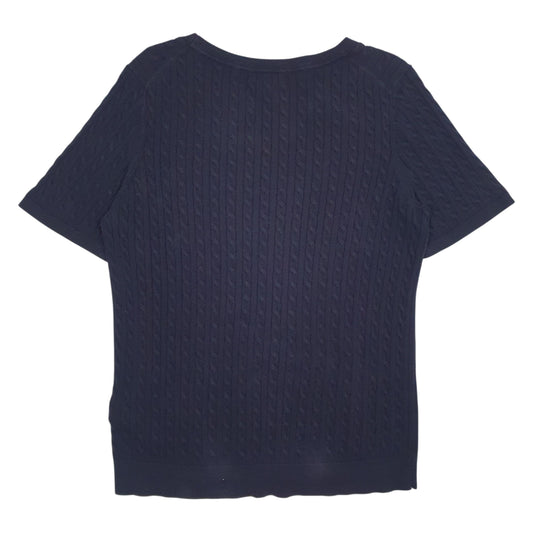Womens Navy Tommy Hilfiger Cable Knit Crewneck Jumper