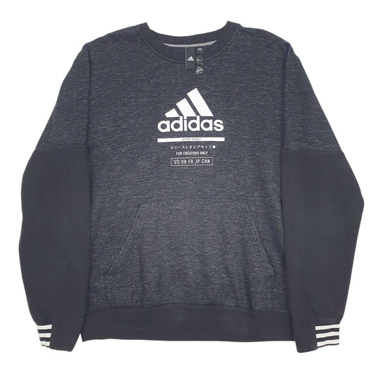 Mens Black Adidas Spellout Crewneck Jumper