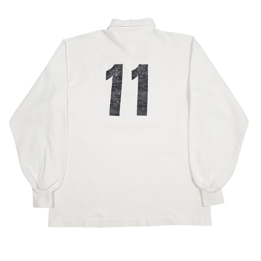 Mens White Barbarian Rugby Full Zip Polo Shirt