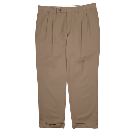 Mens Beige Ralph Lauren Pleated Formal Trousers