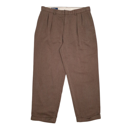Mens Brown Polo Ralph Lauren Pleated Formal Trousers
