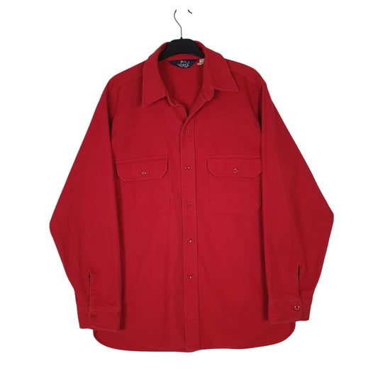 Mens Red Woolrich Vintage 1980s Thick Chamois Long Sleeve Shirt
