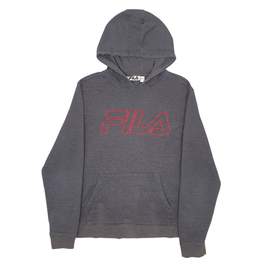 Mens Grey Fila Spellout Hoodie Jumper