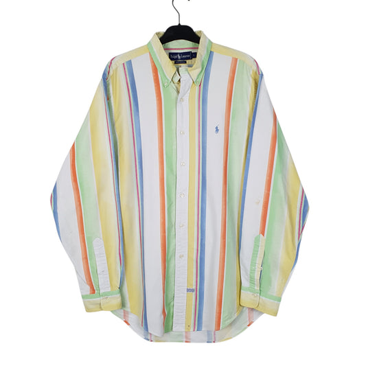 Mens White Ralph Lauren Vintage 90s Long Sleeve Shirt
