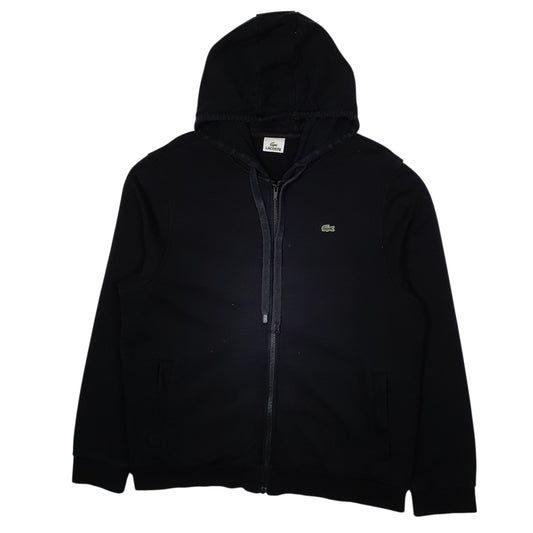 Mens Black Lacoste Hoodie Full Zip Jumper