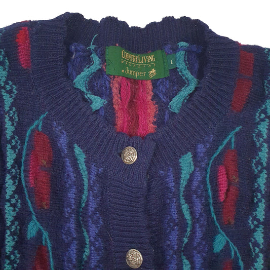 Womens Navy Country Living Cardigan Jumper