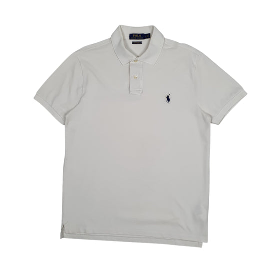 Mens White Polo Ralph Lauren Custom Slim Fit Short Sleeve Polo Shirt