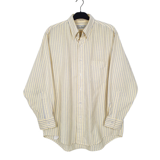 Mens Yellow L.L.Bean Vintage 90s Long Sleeve Shirt