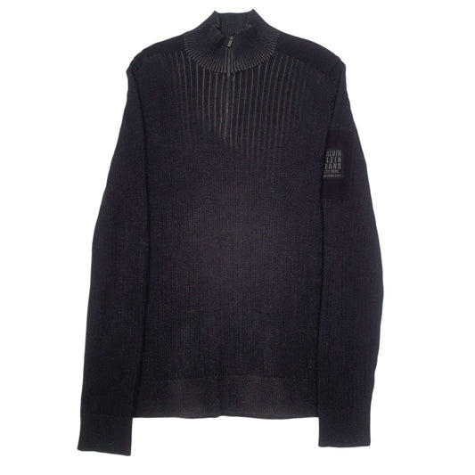 Mens Black Calvin Klein Quarter Zip Jumper