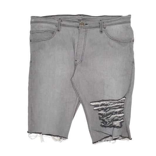 Mens Grey Levis 514 Ripped Denim Shorts
