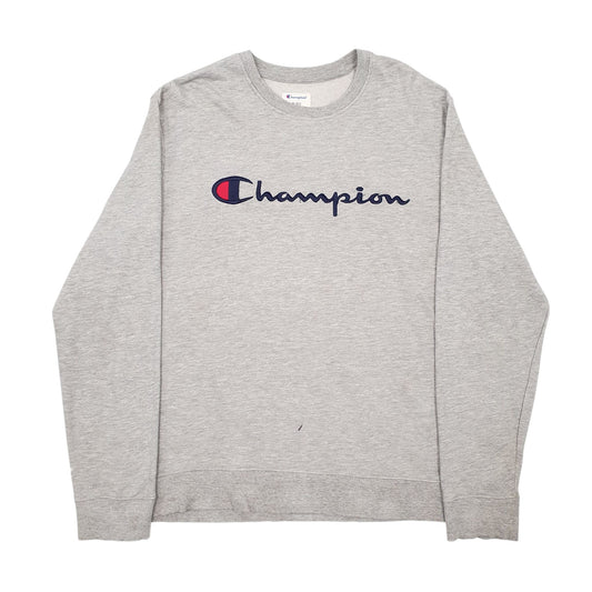 Mens Grey Champion Spellout Crewneck Jumper