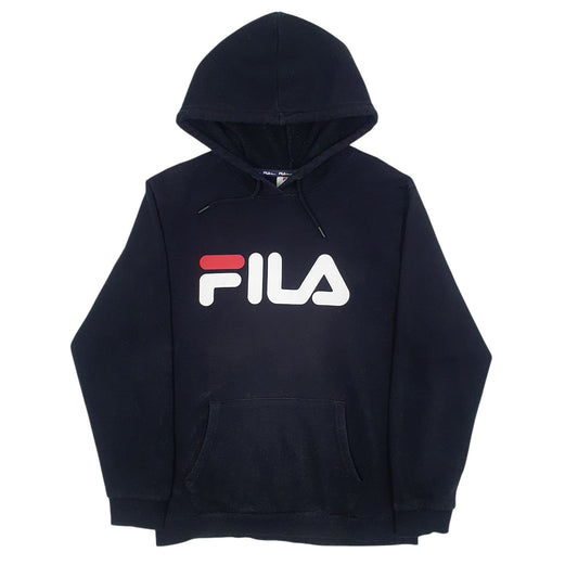 Mens Black Fila Spellout Hoodie Jumper