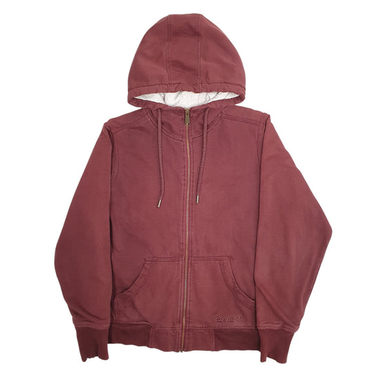 Womens Burgundy Carhartt Hoodie Sherpa Lined Full Zip Jumper