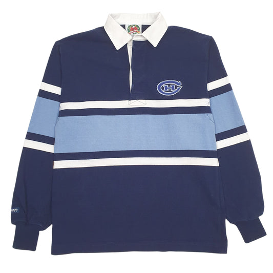 Mens Navy Barbarian Montreal Canadiens Long Sleeve Polo Shirt