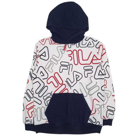 Mens White Fila Hoodie Jumper