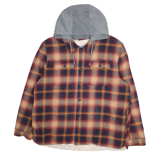 Mens Brown Levis Sherpa Lined Hoodie Coat